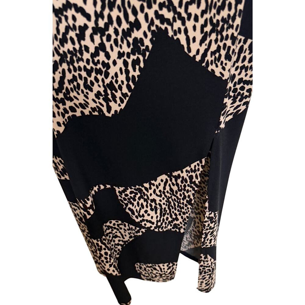 Donna Morgan Women Maxi Dress 16 Bodycon Long Sleeve Black Cream Stretch New - Picture 4 of 11